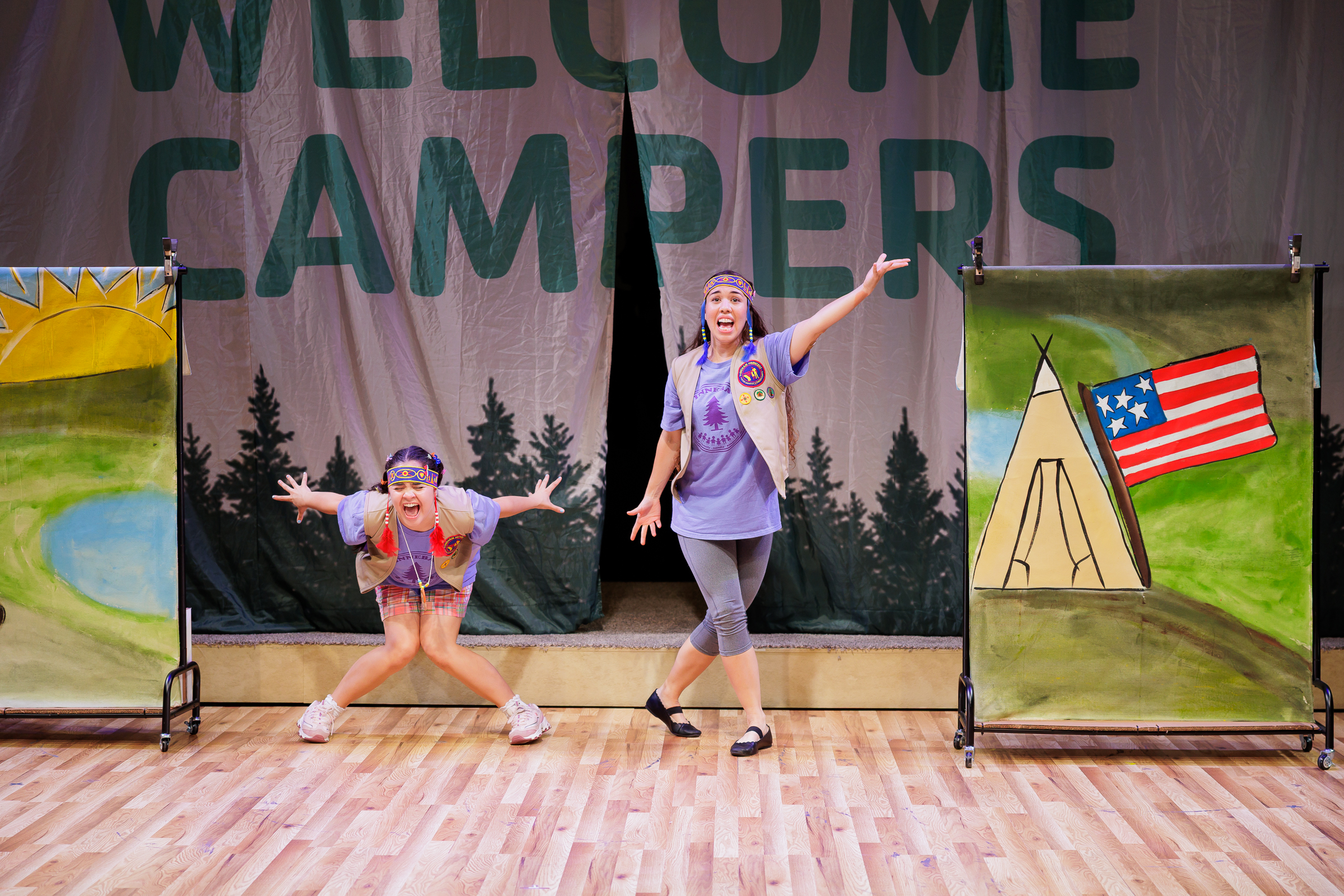 Serenity Mariana (left) and Anissa Marie Griego in La Jolla Playhouse’s world-premiere production of Indian Princesses; photo by Rich Soublet II.