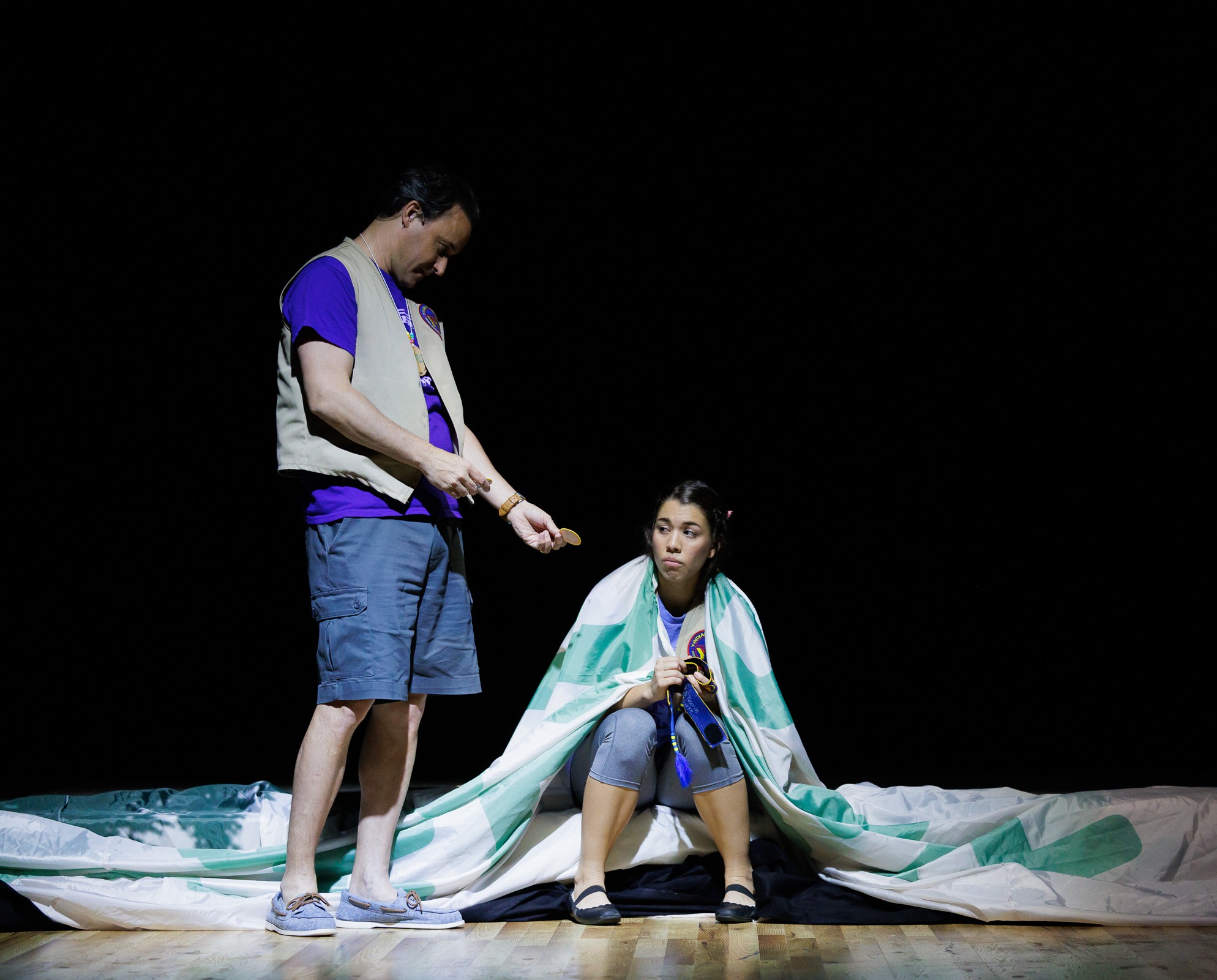 Greg Keller and Anissa Marie Griego in La Jolla Playhouse’s world-premiere production of Indian Princesses; photo by Rich Soublet II.