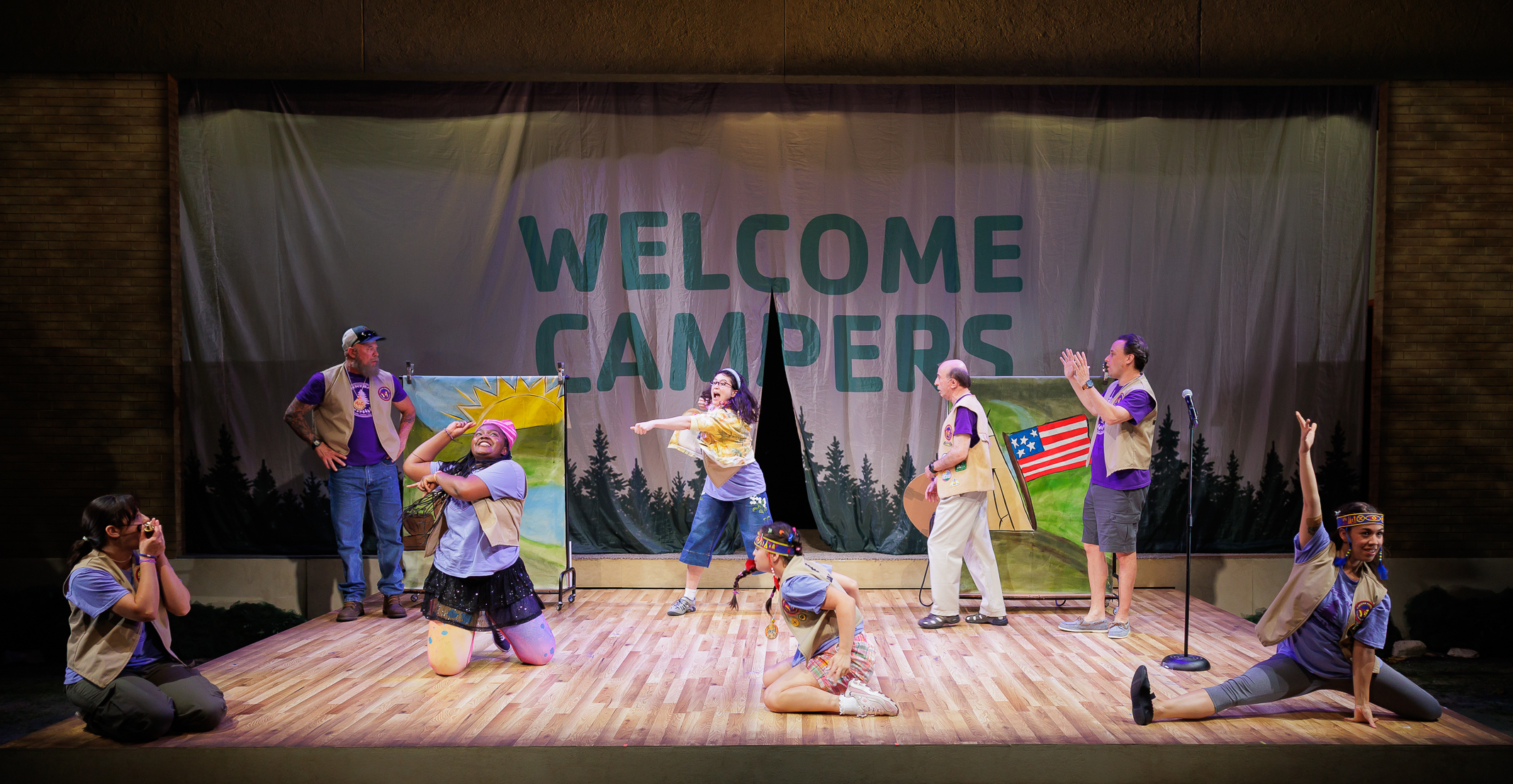 Cast members in La Jolla Playhouse’s world-premiere production of Indian Princesses; photo by Rich Soublet II.